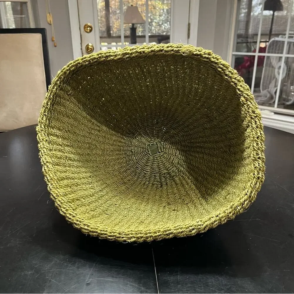 NEW Pottery Barn Seagrass Raffia Flower Planter Basket Limited Edition LG NWOT
